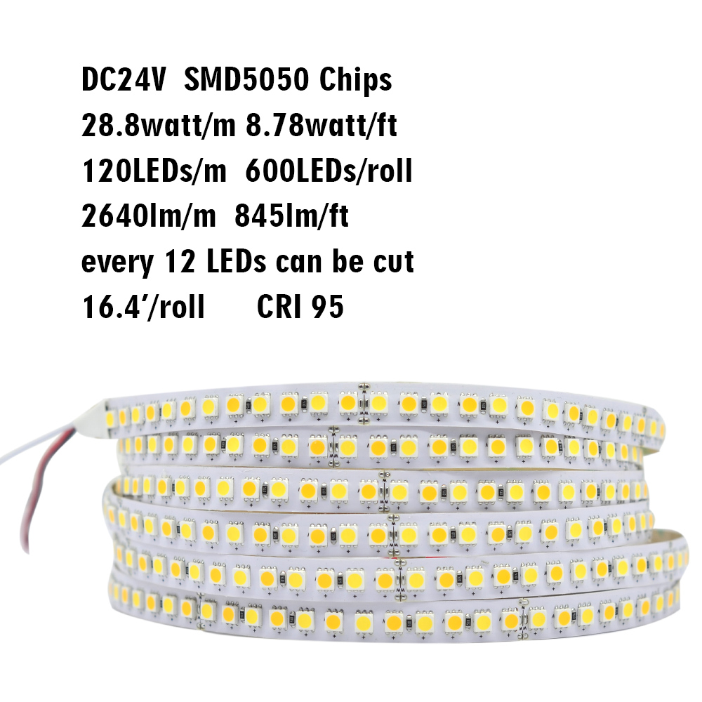 DC24V 5050SMD 600LEDs CCT Flexible LED Tape Light - Single Row Pure White+Warm White
